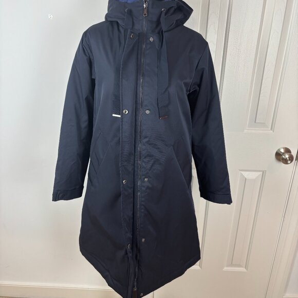 Bernardo Hooded Raincoat with Removable Hooded Bib Navy Blue Size XS New - Picture 3 of 15
